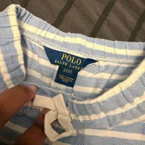 Polo by Ralph Lauren Light Blue and White Striped Shorts